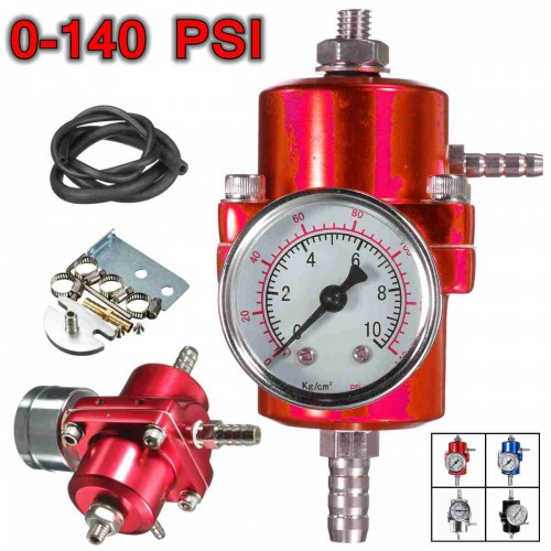 Adjustable 140Psi Fuel Pressure Psi Regulator+Gauge+255 Lph Electronic Pump Silv
