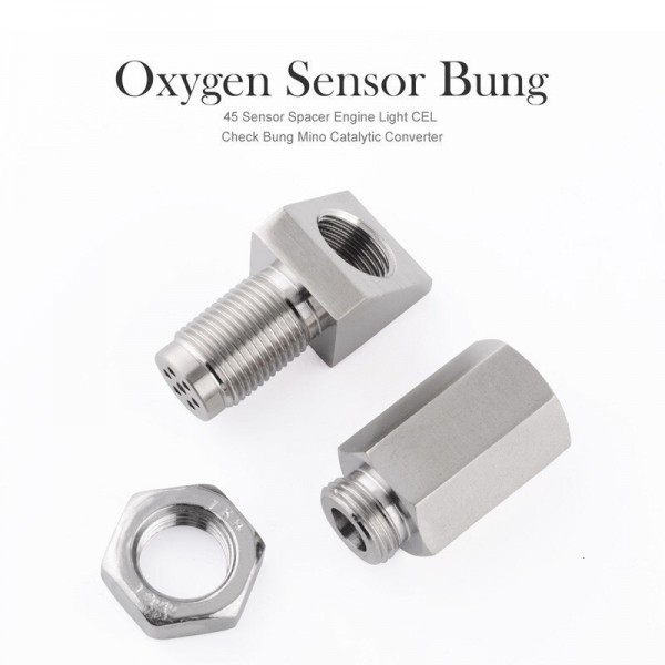 ESPEEDER-extensor de Sensor de oxígeno M18x1.5, 45 grados, CEL comprobar la luz del motor Fix O2, espaciador de Sensor con convertidor catalítico