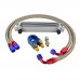 Universal Auto 7 Rows AN10 Engine Transmission Oil Cooler with Oil Filter Sandwich Adapter  Stainless Steel Braided Hose