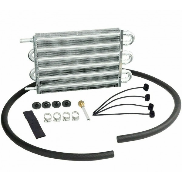 10 Row 6 AN Aluminum Racing Engine Transmission Oil Cooler Kit For Universal Car Silver