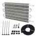 10 Row 6 AN Aluminum Racing Engine Transmission Oil Cooler Kit For Universal Car Silver