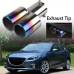 Universal Car Auto Round Exhaust Muffler Tip Stainless Steel Exhause 2 Outlet Slant Cut Car Tail Rear Chrome Pipe Throat Liner