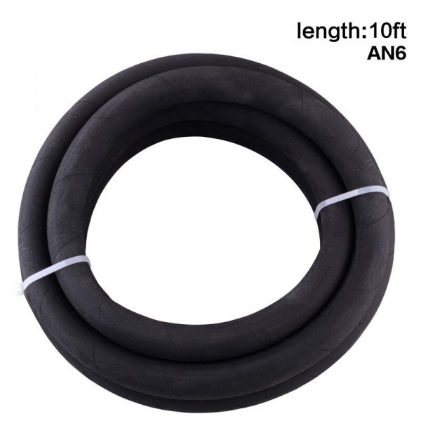 Rubber Fuel Line, 6 AN CPE Rubber Fuel Hose, 10 ft. & 0/45/90/180 Degree Hose End Fitting Adapter Kit Black