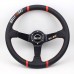 PVC Ralliart Sport Steering Wheel 350mm 14 inch Black Spoke Universal Racing Steering Wheel