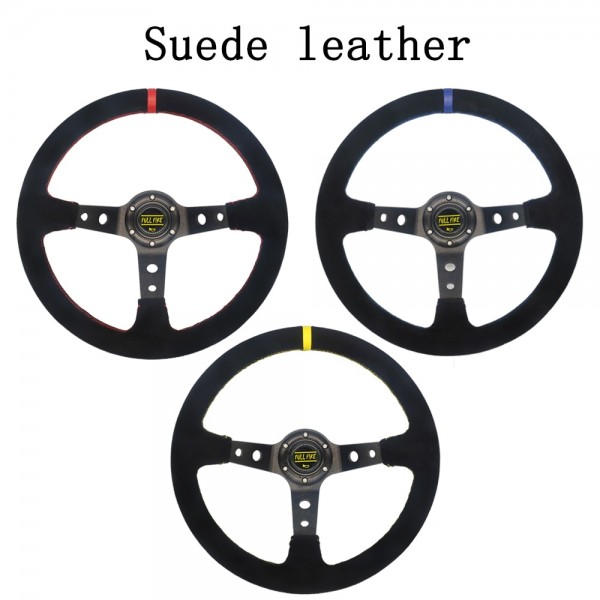 Universal 350MM Suede Steering Wheel  Leather Steering Wheel Drift racing type Suede/PVC Style