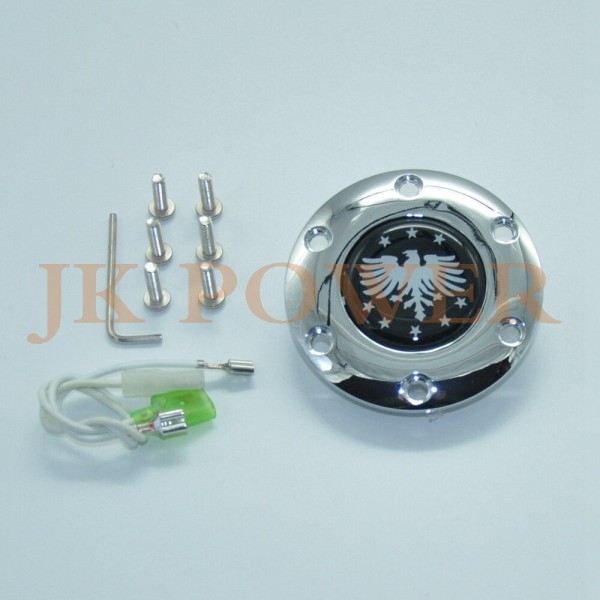 Style Universal 6 Holes Eagle Stainless Steel Steering Wheel Horn Button