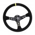 Unversal 14inch 350mm Car Racing Steering Wheel Deep Corn Drifting Suede Leather Slip-Resistant Sport Steering Wheel Cover