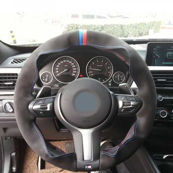 Black Suede Car Steering Wheel Cover for BMW F87 M2 F80 M3 F82 M4 M5 ...