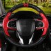 DIY Black Genuine Leather Suede Carbon Fiber Car Steering Wheel Cover For Honda Civic 10th Gen 2016 2017 2018
