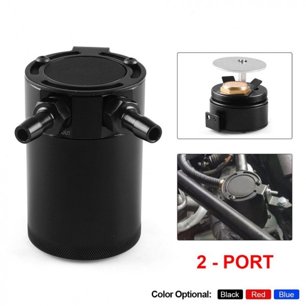Universal Oil Catch Can Compact Baffled 2-Port Aluminum Reservoir Oil Catch Tank Fuel Tank Parts Two hole breathable Kettle