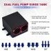 60mm Dual External 044 Fuel Pump Tank Racing Black Billet Aluminium Oil catch Can Dual Port Fuel Surge Tank