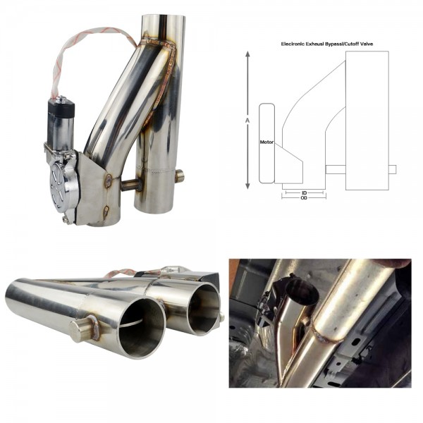 Universal STAINLESS STEEL 304 2.5 3.0 Electric Exhaust Downpipe Cutout E-Cut Out Dual-Valve Remote Wireless