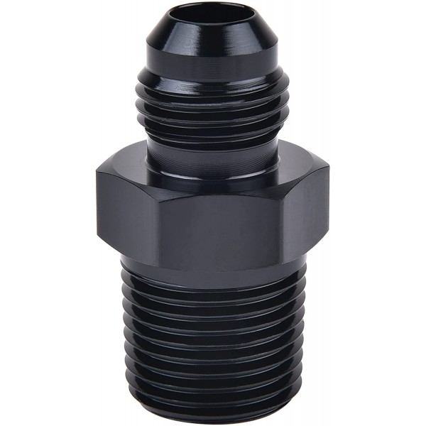 3/8 Inverted Flare To 6AN, 6AN AN6 Flare to 3/8" NPT Male Straight Fitting Union Flare Adapter Aluminum Black