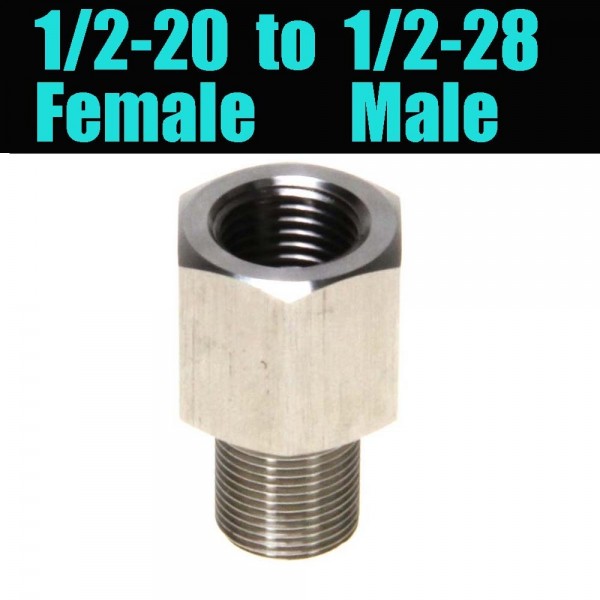 1/2-28 Male To 1/2-20 Female Adapter Screw Converter for Napa 4003 Wix 24003, Stainless Steel