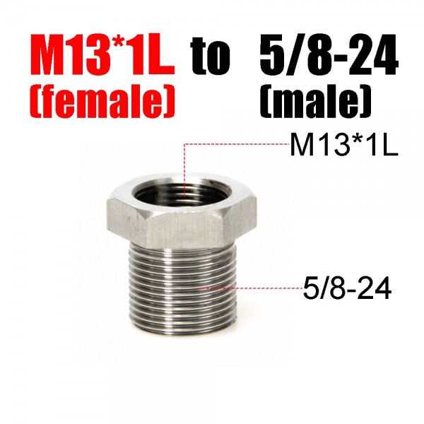 5/8-24 Male To M13*1L Female Adapter Screw Converter for Napa 4003 Wix 24003, Stainless Steel