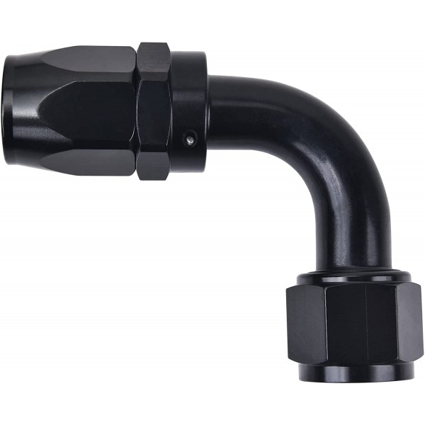 12AN 90 Degree Swivel Hose End Fitting for Braided Fuel Line Aluminum Black