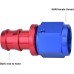 6AN to 3/8 Barb Push Lock Hose End Fitting Straight Blue&Red 2PCS