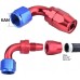 6AN Swivel Hose End Fitting 90 Degree for Braided CPE Fuel Hose Blue&Red 2PCS