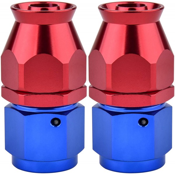 6AN Straight PTFE Hose End Only for PTFE E85 Fuel Line Fitting Adapter Blue&Red 2 PCS