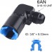 6AN Male Flare To 3/8" EFI Fitting Quick Connect Female 90 degree Push-On Adapter Aluminum