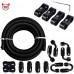 20FT 6AN Nylon Braided CPE Fuel Line Fitting Kit Bundle with 4pcs/Pack Fuel Hose Separator Clamp