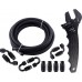 6AN 3/8" PTFE E85 Hose Braided Fuel Injection Line Fitting Kit 16FT Nylon Stainless Steel Black Bundle with AN 3-12 Wrench Spanner Fitting Tools Adjustable