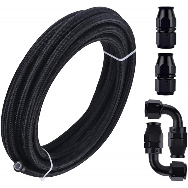 EVIL ENERGY 6AN PTFE E85 Fuel Injection Hose Line Steel Braided 20FT Bundle with 6AN Fuel Hose Separator Clamp 