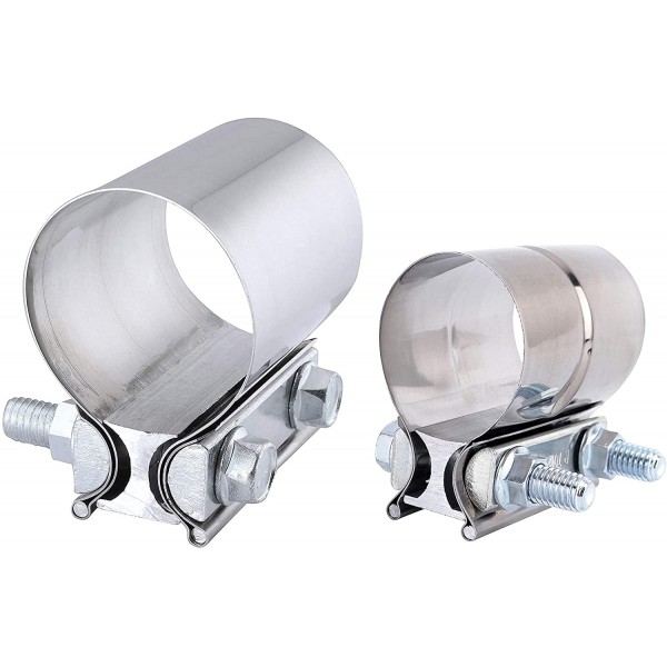 2.25 Inch Butt Joint Exhaust Band Clamp Bundle with Lap Joint Exhaust Band Clamp