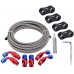 10AN 5/8" PTFE E85 Hose Braided Fuel Injection Line Fitting Kit 16FT Stainless Steel Silver Bundle with 10AN Fuel Hose Separator Clamp