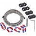 6AN 3/8" PTFE E85 Hose Braided Fuel Injection Line Fitting Kit 16FT Stainless Steel Silver Bundle with 6AN Fuel Hose Separator Clamp