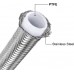 4AN 1/4" PTFE E85 Hose Braided Fuel Line Fitting Kit 10FT Stainless Steel Silver Bundle with