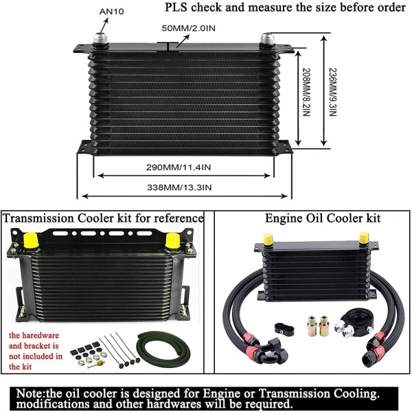 EVIL ENERGY 30 Row AN10-10AN Stacked Plate Oil Cooler 6AN 8AN Adapter Universal Engine Transmission Bundle with 6AN 3/8 Fuel line Hose Fitting Kit Braided Nylon Stainless Steel Oil Gas CPE 20FT Black 