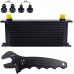 16 Row AN10-10AN Stacked Plate Oil Cooler 6AN 8AN Adapter Universal Engine Transmission Bundle with AN 3-12 Wrench Spanner
