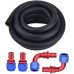 1/2 Inch ID NBR Fuel Line Hose 10 Feet Black Bundle with 8AN to 1/2 Barb Push Lock Hose End Fitting Straight 90 Degree Blue&Red