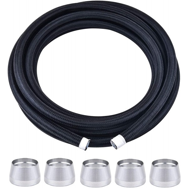 Hose ID: 0.51inch EVIL ENERGY 10AN PTFE E85 Hose Braided Fuel Injection Line Fitting Kit 20FT Nylon Stainless Steel Black 